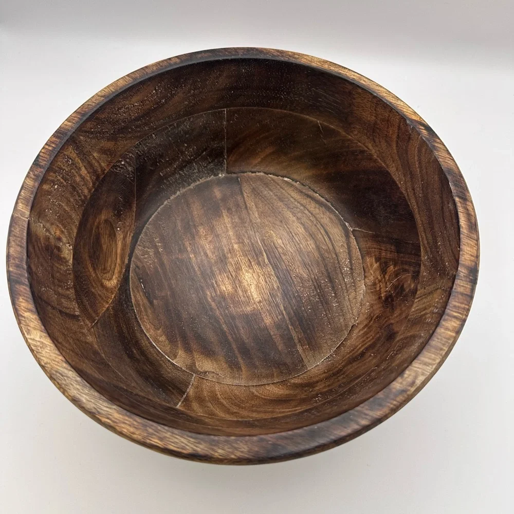 Mela Artisans Hand-Carved Wooden Bowl | Rustic Decorative Serving Bowl